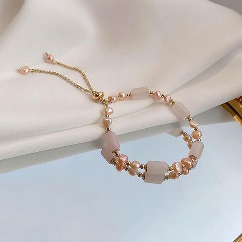 VIKCAUX Healing Crystal Bracelet Gold Wealthy Lucky Pearl Feng Shui Jade Bracelet for Women in Kuwait