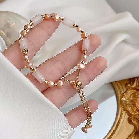 VIKCAUX Healing Crystal Bracelet Gold Wealthy Lucky Pearl Feng Shui Jade Bracelet for Women in Kuwait