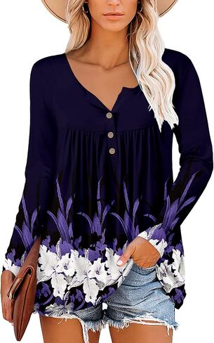 Mystry Zone Womens Top Casual Blouse Button Up Ruffle Tunic Shirts Fit Flare S-3XL in Saudi Arabia