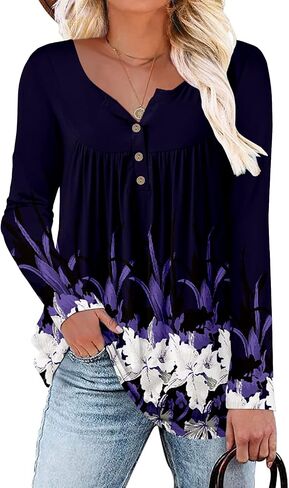 Mystry Zone Womens Top Casual Blouse Button Up Ruffle Tunic Shirts Fit Flare S-3XL in Saudi Arabia