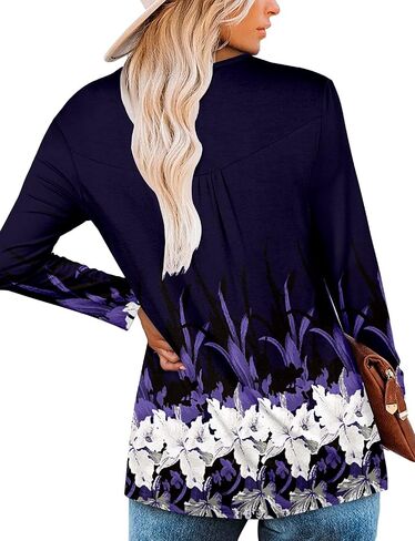 Mystry Zone Womens Top Casual Blouse Button Up Ruffle Tunic Shirts Fit Flare S-3XL in Saudi Arabia
