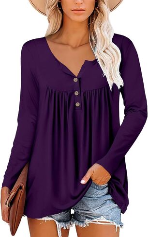Mystry Zone Womens Top Casual Blouse Button Up Ruffle Tunic Shirts Fit Flare S-3XL in Saudi Arabia