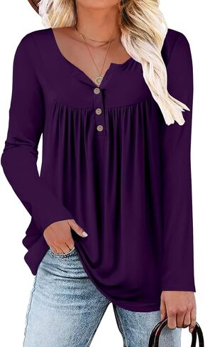 Mystry Zone Womens Top Casual Blouse Button Up Ruffle Tunic Shirts Fit Flare S-3XL in Saudi Arabia