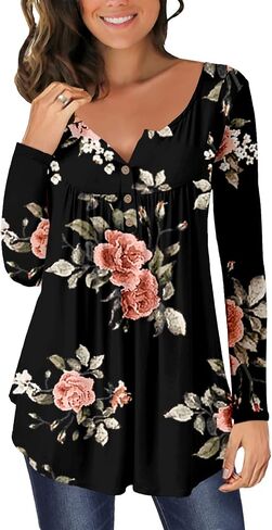 Mystry Zone Womens Top Casual Blouse Button Up Ruffle Tunic Shirts Fit Flare S-3XL in Saudi Arabia