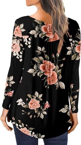 Mystry Zone Womens Top Casual Blouse Button Up Ruffle Tunic Shirts Fit Flare S-3XL in Saudi Arabia