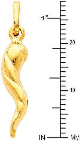 14k REAL Yellow Gold Twisted Cornicello Italian Horn Charm Pendant in Saudi Arabia