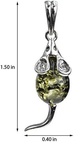 Ian and Valeri Co. Green Amber Sterling Silver Mouse Pendant in Saudi Arabia