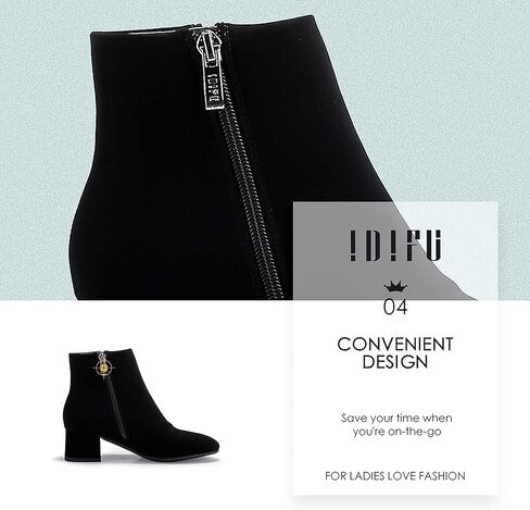 IDIFU Women Ring Zipper Ankle Boots 1.8 Inch Low Block Heels Round Toe Dress Booties in Saudi Arabia