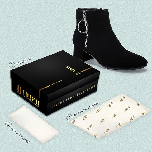 IDIFU Women Ring Zipper Ankle Boots 1.8 Inch Low Block Heels Round Toe Dress Booties in Saudi Arabia