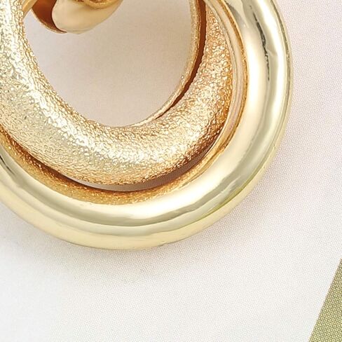 Twisted Earrings Round Double Circle Stud Earrings Statement Chunky Polished Drop Hoop Earrings For Women Girls in Saudi Arabia