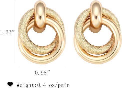Twisted Earrings Round Double Circle Stud Earrings Statement Chunky Polished Drop Hoop Earrings For Women Girls in Saudi Arabia
