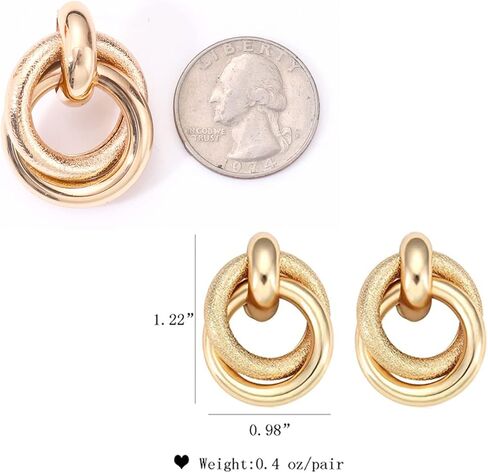 Twisted Earrings Round Double Circle Stud Earrings Statement Chunky Polished Drop Hoop Earrings For Women Girls in Saudi Arabia