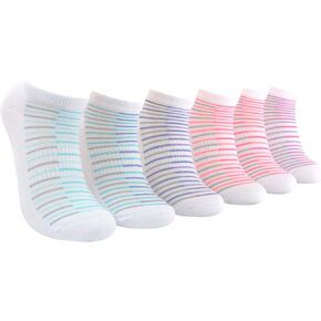 Skechers Womens Low Cut Socks, White/Multi, 6 Pairs, Sock Size 9-11, S108947SG1-110 in Saudi Arabia