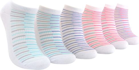 Skechers Womens Low Cut Socks, White/Multi, 6 Pairs, Sock Size 9-11, S108947SG1-110 in Saudi Arabia