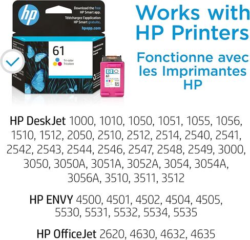 HP 61 | خرطوشة حبر | تعمل مع HP Deskjet 1000 1500 2050 2500 3000 3500 Series HP ENVY 4500 5500 Series | HP Officejet 2600 4600 Series | ثلاثية الألوان | CH562WN in Kuwait