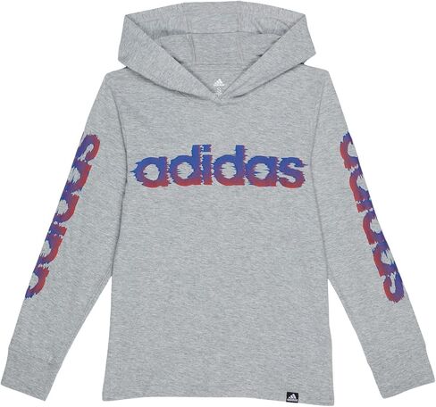 adidas Boy's Long Sleeve Hooded Glitchy Heather Tee (Big Kids) in Saudi Arabia