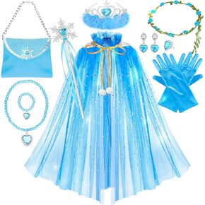 Fedio Princess Cape Set,12Pcs Princess Dress up Clothes for Little Girl, Princess Dresses for Girl 3-8 Years Birthday Gift