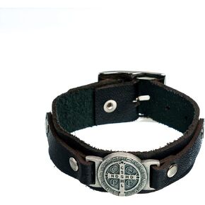 Intercession™ St Benedict Genuine Leather Protection Bracelet - Made in Brazil in Saudi Arabia