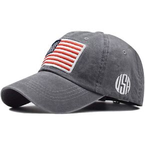Mealah Men's American-Flag Baseball-Cap Embroidery - Washed Adjustable USA Dad Hat for Women