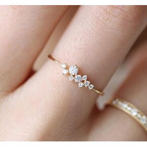 خواتم Longfu بسيطة من الذهب عيار 18 قيراط للفتيات المراهقات، خاتم زفاف أبدية مرصع بالذهب عيار 18 قيراط، خواتم ألماس قابلة للتكديس للنساء مجوهرات الأزياء (10) in Kuwait