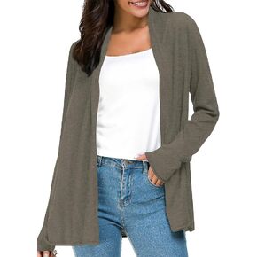 Urban CoCo Women's Long Sleeve Open Front Casual Thin Cardigan