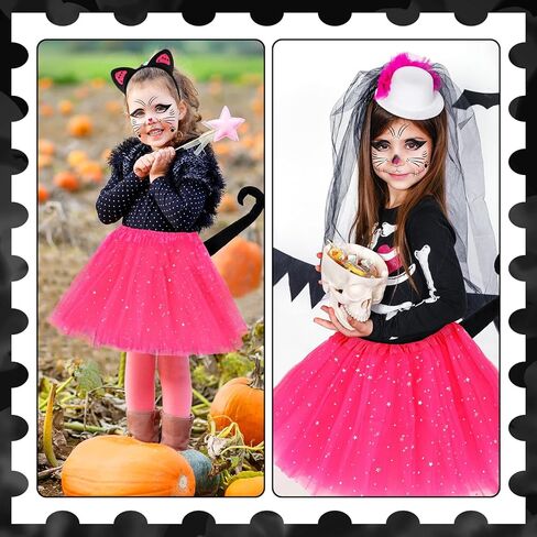 نيوكوت 5 قطع زي القطة السوداء مجموعة آذان القط ذيل ربطة عنق مطرزة توتو وملصق وجه القط للأطفال فستان الهالوين in Kuwait
