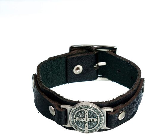 Intercession™ St Benedict Genuine Leather Protection Bracelet - Made in Brazil in Kuwait