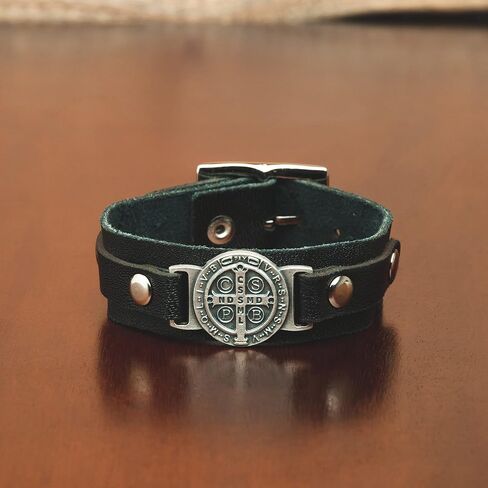 Intercession™ St Benedict Genuine Leather Protection Bracelet - Made in Brazil in Kuwait