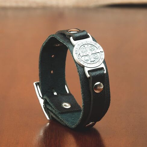 Intercession™ St Benedict Genuine Leather Protection Bracelet - Made in Brazil in Kuwait