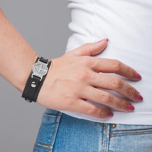 Intercession™ St Benedict Genuine Leather Protection Bracelet - Made in Brazil in Kuwait