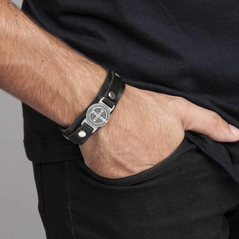 Intercession™ St Benedict Genuine Leather Protection Bracelet - Made in Brazil in Kuwait