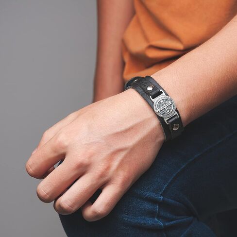 Intercession™ St Benedict Genuine Leather Protection Bracelet - Made in Brazil in Kuwait