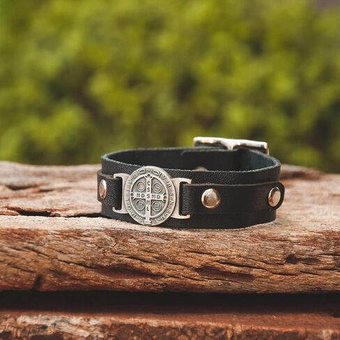 Intercession™ St Benedict Genuine Leather Protection Bracelet - Made in Brazil in Kuwait