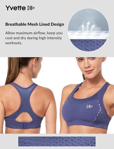 Yvette Sports Bras for Women High Impact Racerback Workout Sports Bra High Support for Large Bust Plus Size,Purple in Saudi Arabia