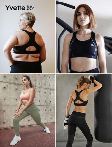 Yvette Sports Bras for Women High Impact Racerback Workout Sports Bra High Support for Large Bust Plus Size,Purple in Saudi Arabia