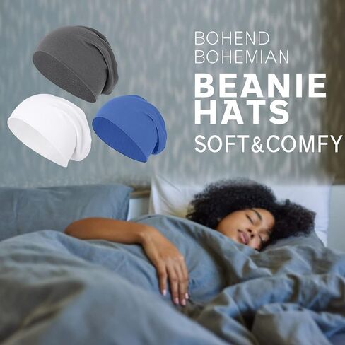 Bohend Bohemian Beanie Hats Headwear Cap Stretch Non Slip Bandanas Sleep Turbans Hats for Women Men Close top Head Covering in Kuwait