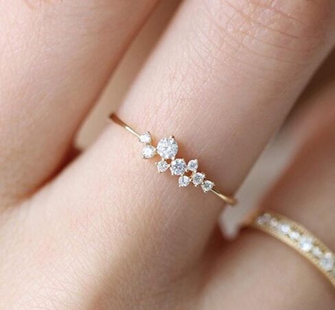 خواتم Longfu بسيطة من الذهب عيار 18 قيراط للفتيات المراهقات، خاتم زفاف أبدية مرصع بالذهب عيار 18 قيراط، خواتم ألماس قابلة للتكديس للنساء مجوهرات الأزياء (10) in Kuwait