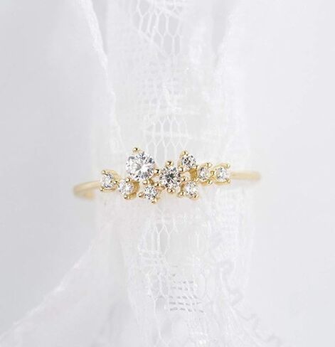 خواتم Longfu بسيطة من الذهب عيار 18 قيراط للفتيات المراهقات، خاتم زفاف أبدية مرصع بالذهب عيار 18 قيراط، خواتم ألماس قابلة للتكديس للنساء مجوهرات الأزياء (10) in Kuwait