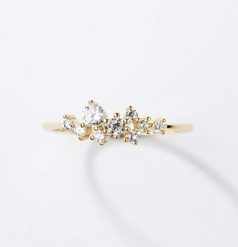 خواتم Longfu بسيطة من الذهب عيار 18 قيراط للفتيات المراهقات، خاتم زفاف أبدية مرصع بالذهب عيار 18 قيراط، خواتم ألماس قابلة للتكديس للنساء مجوهرات الأزياء (10) in Kuwait