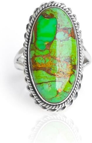 YoTreasure Turquoise Rings Solid 925 Sterling Silver Genuine Gemstone Jewelry in Saudi Arabia