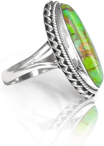 YoTreasure Turquoise Rings Solid 925 Sterling Silver Genuine Gemstone Jewelry in Saudi Arabia