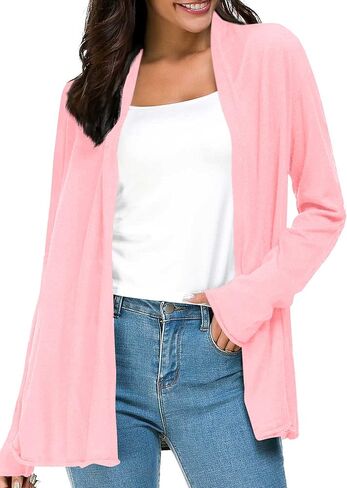 Urban CoCo Women's Long Sleeve Open Front Casual Thin Cardigan in Kuwait