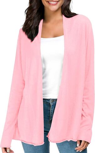 Urban CoCo Women's Long Sleeve Open Front Casual Thin Cardigan in Kuwait