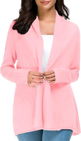 Urban CoCo Women's Long Sleeve Open Front Casual Thin Cardigan in Kuwait