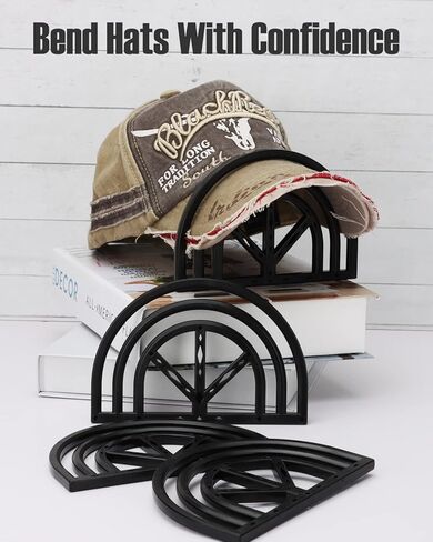 BRATEAYA Hat Brim Bender، أداة تشكيل فاتورة القبعة السهلة لقبعات البيسبول، منحنى القناع، شريط تقوس القبعة المثالي، أداة حافة منحنية للقبعات المسطحة، ملحقات القبعة للرجال، حزمة من 4 (أبيض) in Kuwait