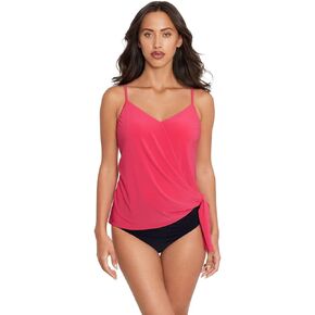 MagicSuit Women's Swimwear Plus Solid Alex Underwire Bra Removable Cup Tankini Top with Adjustable Straps