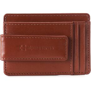 Alpine Swiss Harper Mens RFID Money Clip Wallet Minimalist Slim ID Card Holder Front Pocket Wallet Leather