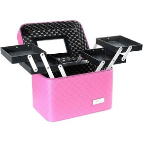 Sooyee Makeup Bag,Makeup Organizer with Mirror,Cosmetic Travel Bag with Fold Tray, Cosmetic Bags for Women Designed To Fit All Cosmetics Professional Makeup Case,Black