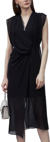 S・DEER Women's Summer Double V Neck Dress, Flutter Sleeve Ruffle Chiffon Formal Party Wedding Guest Midi Dresses in Saudi Arabia