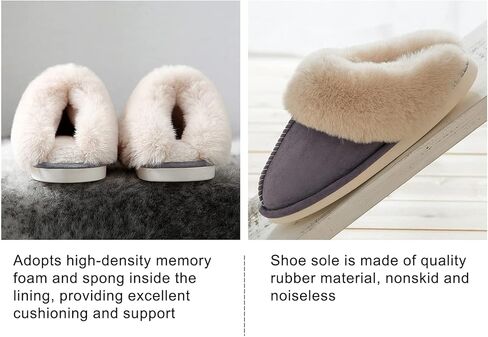 شبشب منزل غامض للنساء، شبشب حذاء منزلي مريح منفوش للاستخدام الداخلي والخارجي من إسفنج الذاكرة المنفوش حذاء منزلي من الفرو للنساء in Kuwait